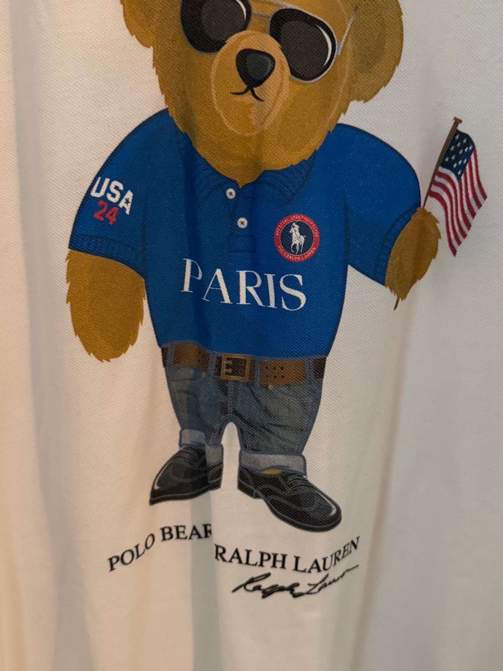 Polo by Ralph Lauren White Tee with Navy & Yellow Label